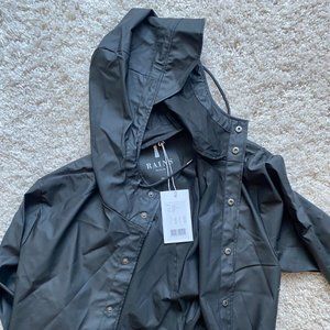 RAINS Brand New Long Waterproof Rain Jacket in black (S/M) with tags